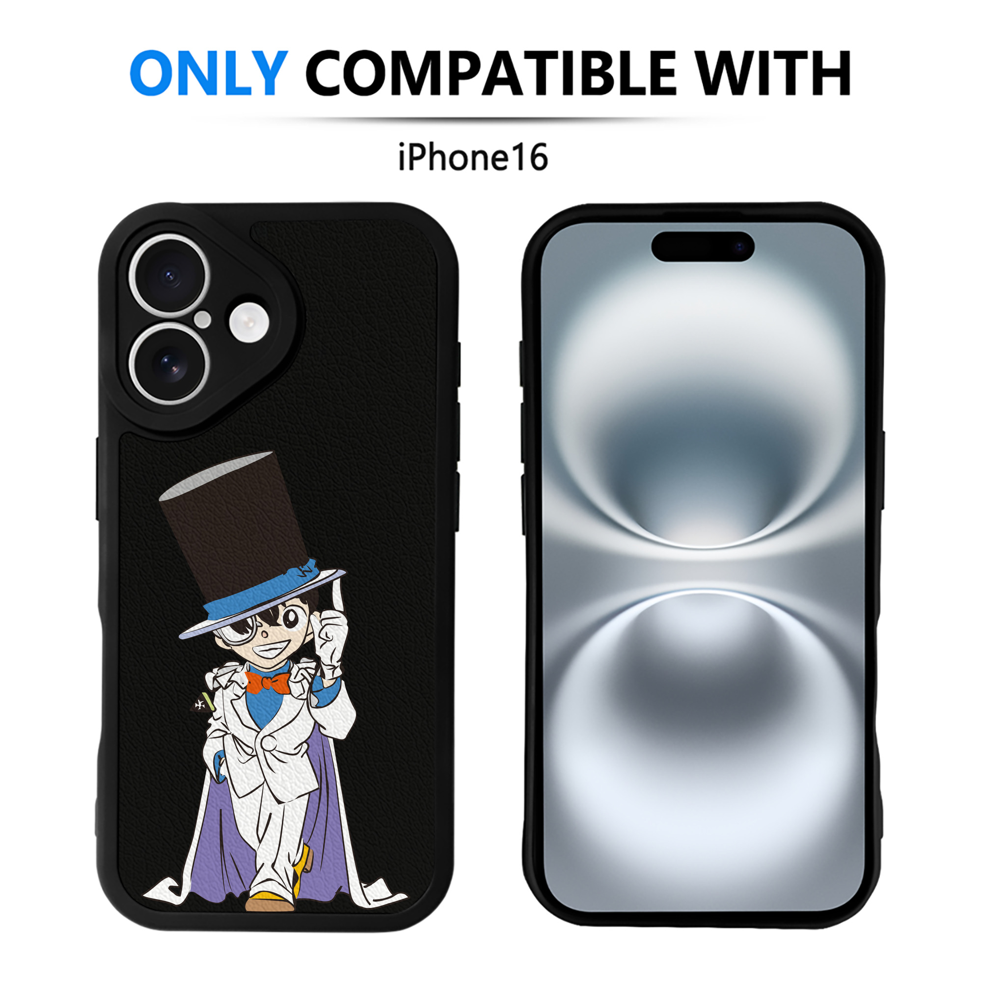 （画像用） 名探偵コナン 江戸川 コナン Detective Conan Conan Edogawa 【iPhone 16シリーズ対応】シリコンスマホケース（レザー調） 材質：シリコン